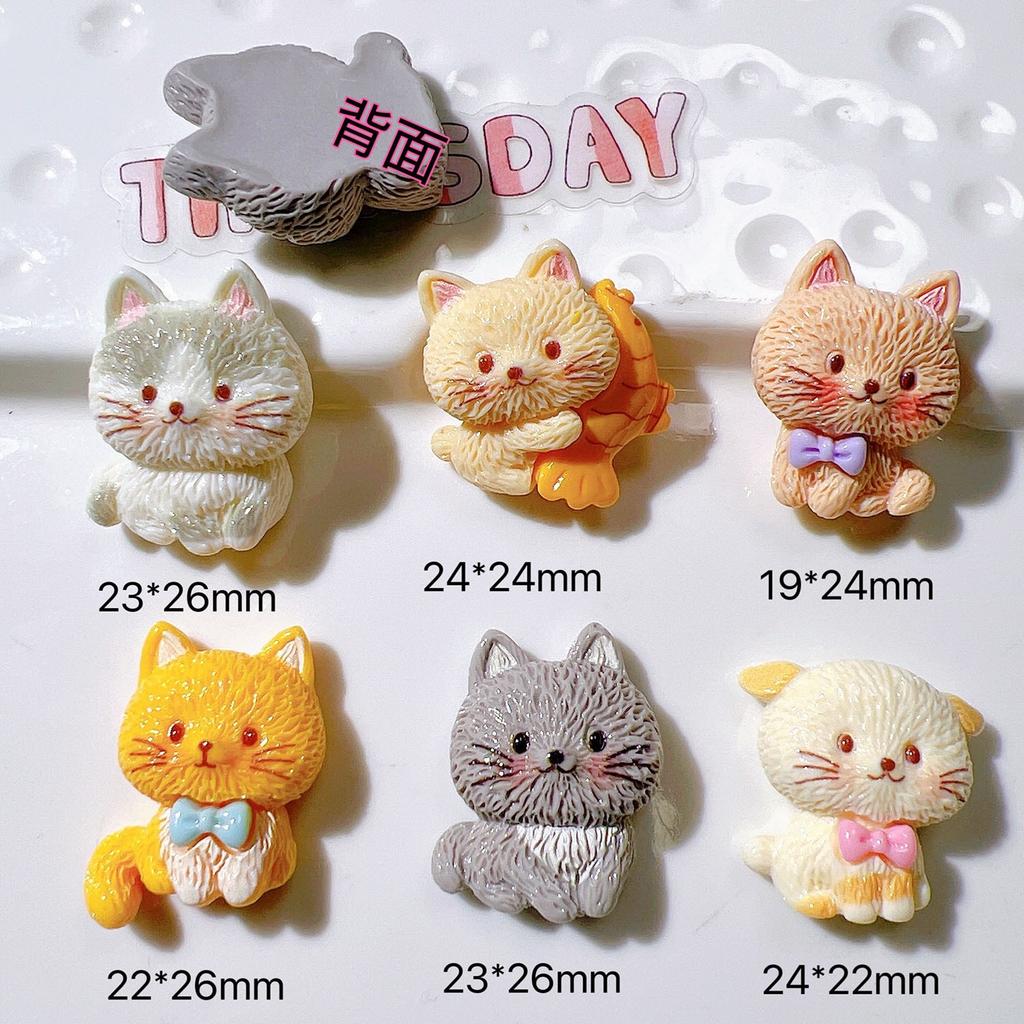 10Pcs Resin Cartoon 3D Cute Cat Series Flat Back Scrapbooking DIY Jewelry Craft Decoration Accessories