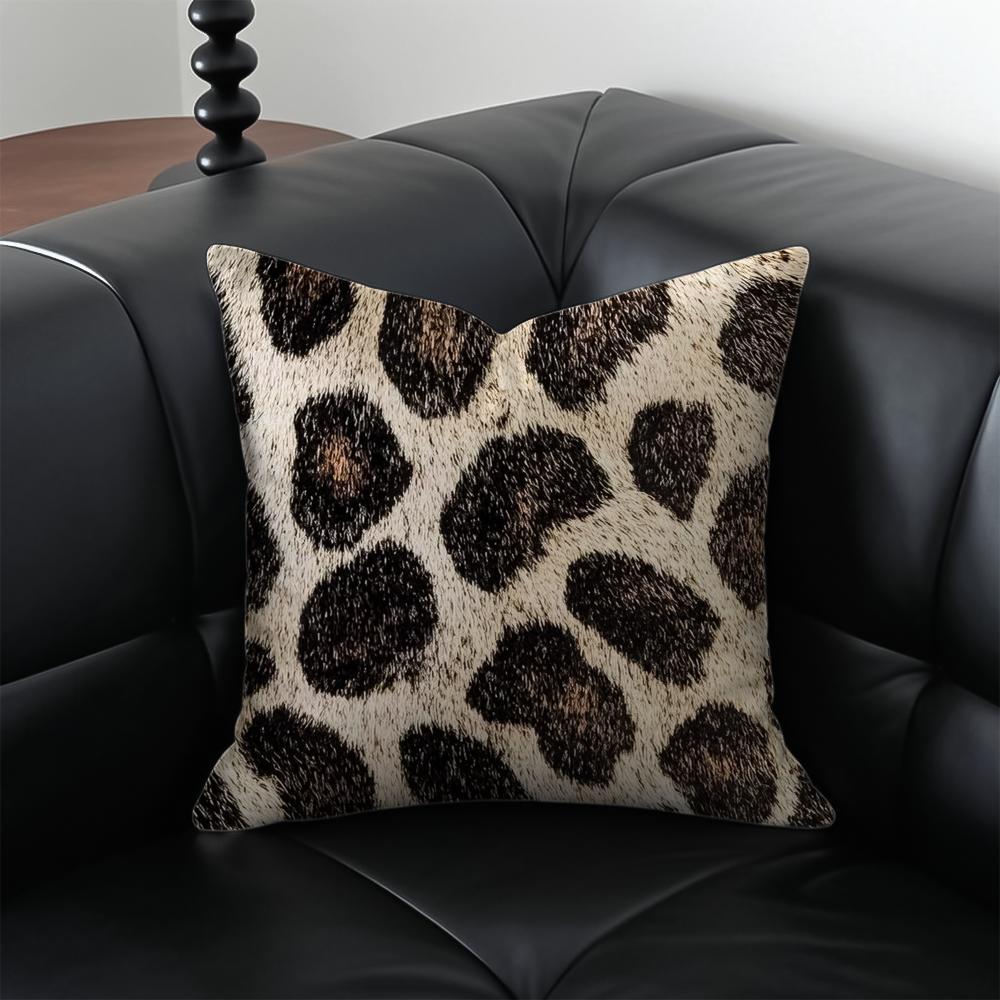 Leopard print Cushion Cover Pillow Case Antidustmite Invisible zipper silky plush cushion