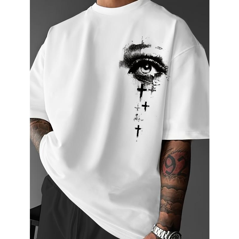 American Style Trendy Blindfolded Figure T-shirt Gothic Dark Style Men's T-shirt Summer Fashion Unisex T-shirt