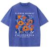 Flowers Market California Prints Washed TShirts Womens Cottontops Comfortable ONeck Oversize T Shirts Fashion Womans Clothes