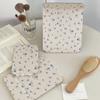 Desktop Makeup Mirror Floral Pu Leather Simple Portable Handheld Makeup Mirror Foldable Student Compact Cute Pocket Mirror