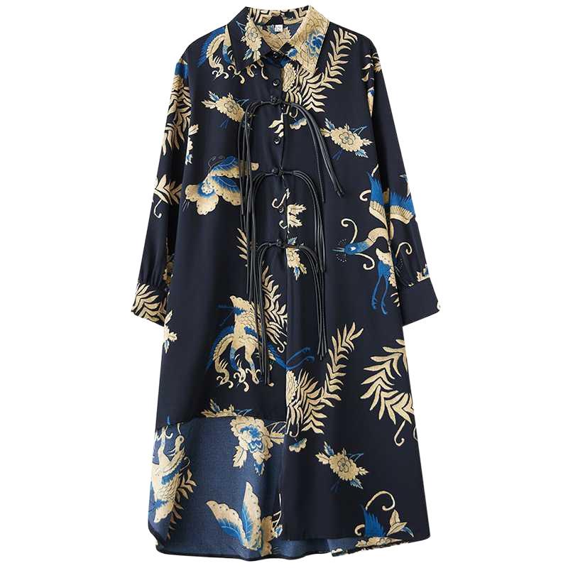 Spring and Autumn Mid-length Button-down Dress