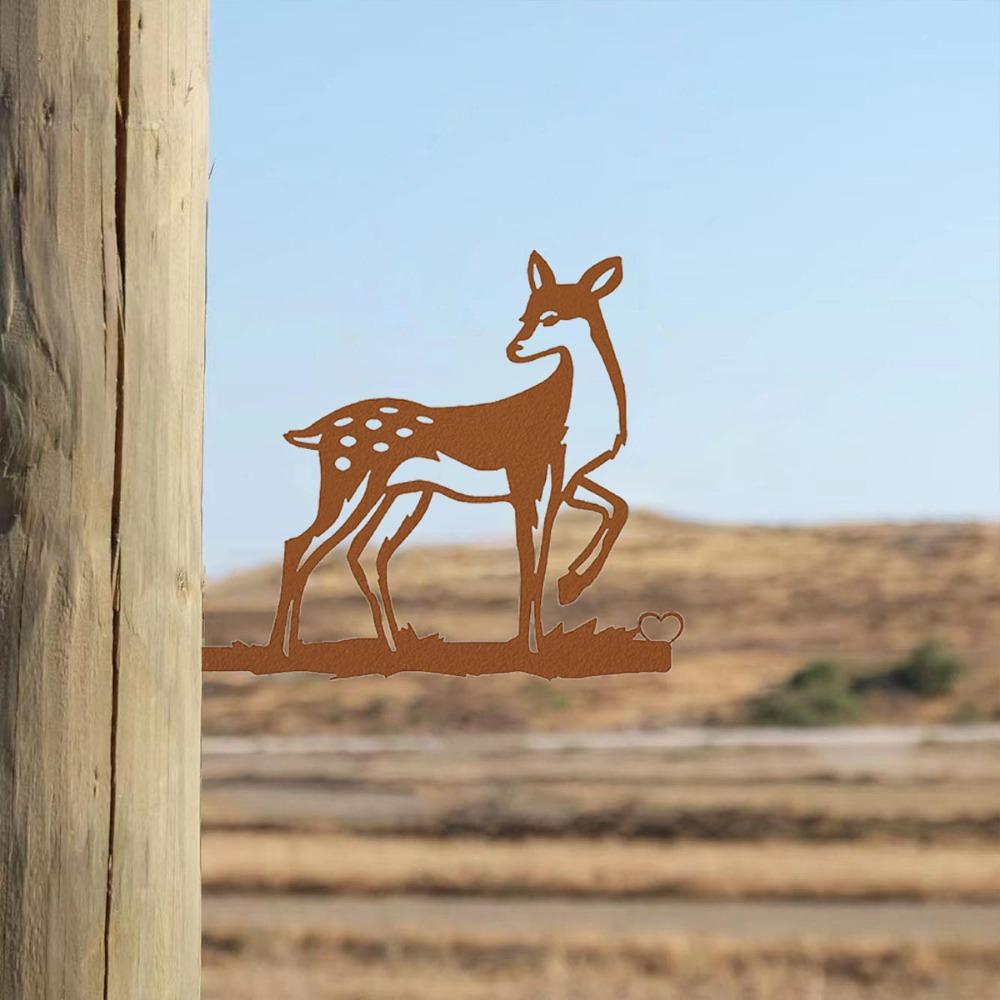 1 Piece Metal Deer Wall Art Sculpture Home Garden Decor Outdoor Statue Black Iron Silhouette Animal Ornament