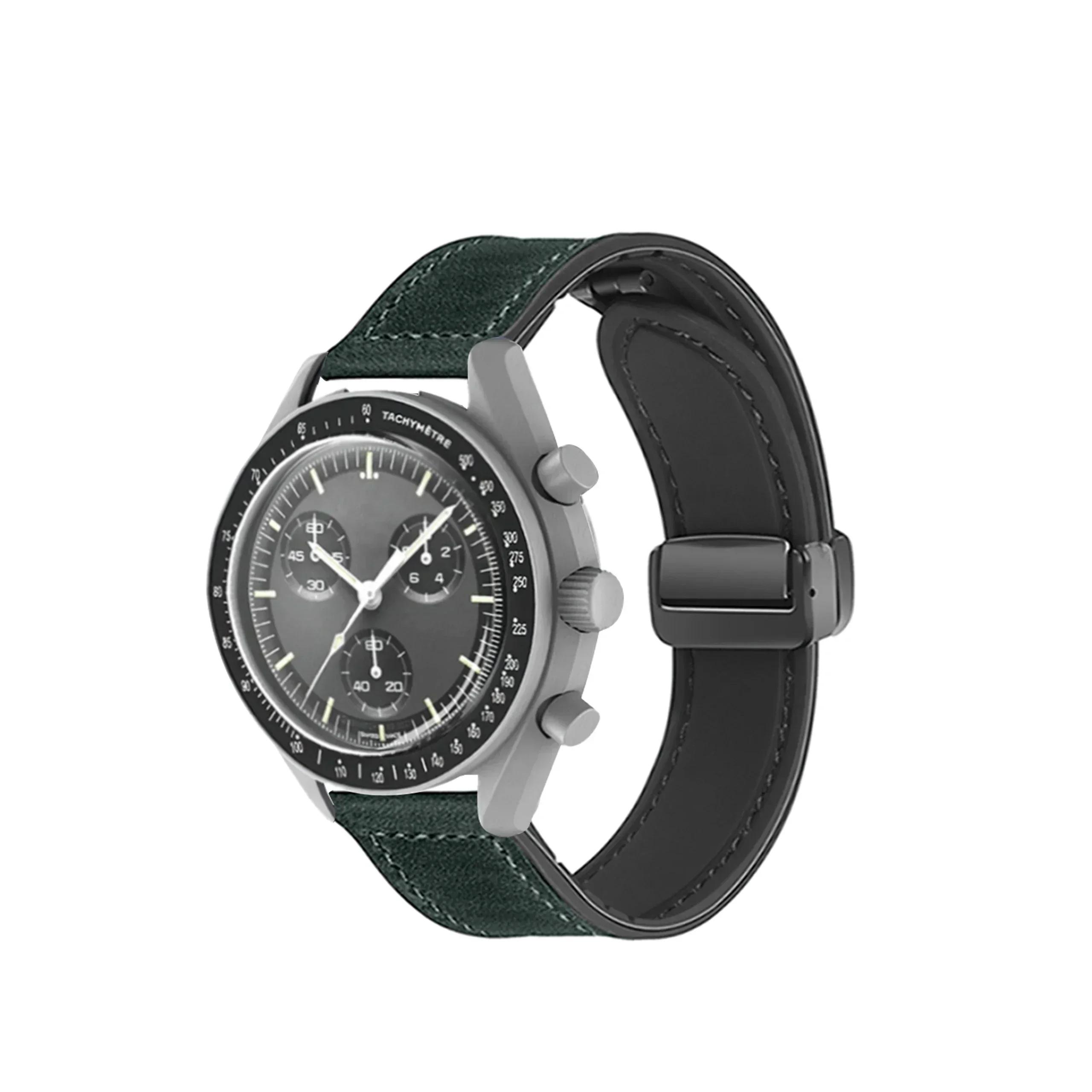 

20-мм силіконовий шкіряний ремінець для годинника Omega X Swatch Common MoonSwatch Серія Saturn Moon Сузір я Чоловіки Жінки Швидкознімний For MoonSwatch темно-зелений колір