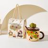 Apple Tree Girl Ceramic Vintage High Value With Lid Spoon Office Water Cup Coffee Cup Breakfast Cup