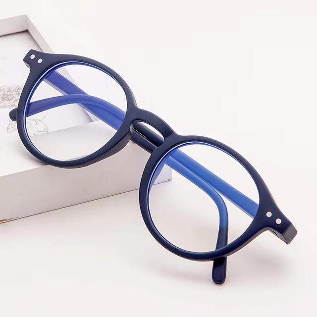 

Fashion Kids Anti-blue Light Glasses Vintage Round Frame Boys Girls Computer Glasses Protection Eyeglasses PlainGlasses темно-синий