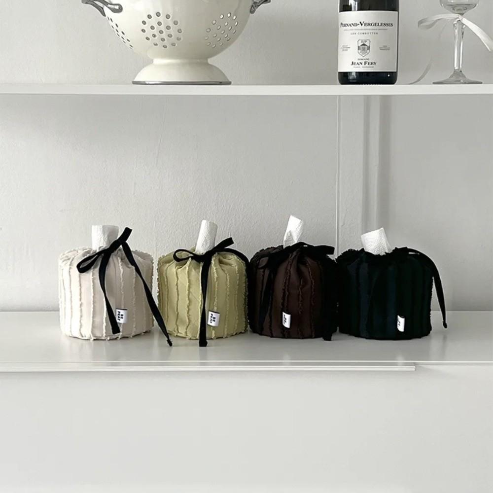 Praktisk väska för pappersnäsdukar med dragsko av band Enfärgad Praktisk tygpappershållare Justerbar pappershanddukshållare Hemdekoration