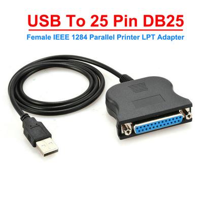 USB To 25 Pin DB25 Female IEEE 1284 Parallel Printer LPT Adapter Print Converter Cable Parallel Interface Communication