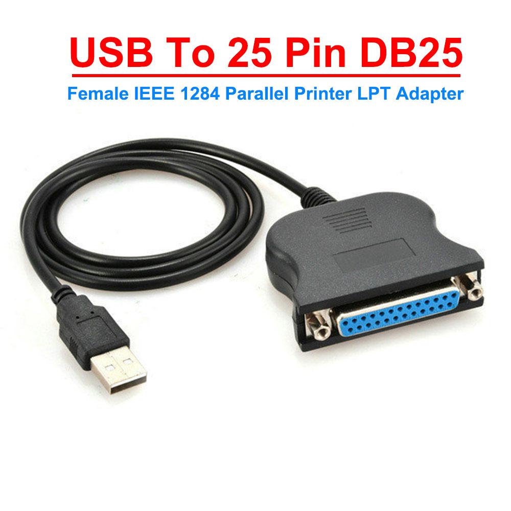 USB To 25 Pin DB25 Female IEEE 1284 Parallel Printer LPT Adapter Print Converter Cable Parallel Interface Communication