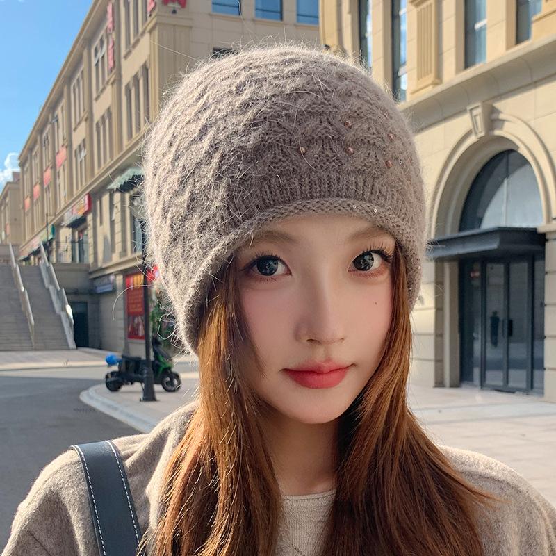 

Шерстяная шапка Женская зимняя мода Жемчужная клетчатая вязаная шапка Уличная теплая шапка Зимние шапки для женщин, Шапки-бини для женщин, Зимние шапки для женщин ONE SIZE