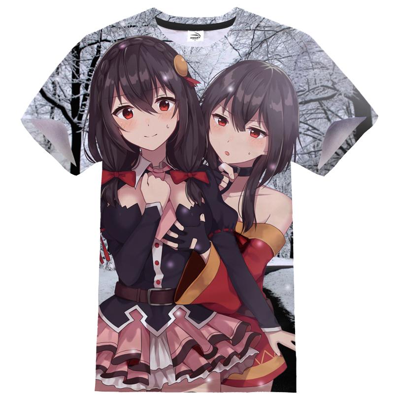 

Мода Аниме Футболка Konosuba 3D Печатные Мужчины / Женщины Повседневный O -Neck Короткий рукав Уличная одежда Футболка Харадзюку Tees Топы