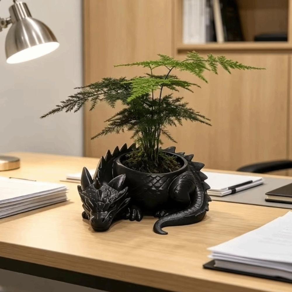 3D Printed Dragon Shaped Plant Pot Plastic Growing Pots Flower Container Funny Handmade Succulent Planter for Living Room