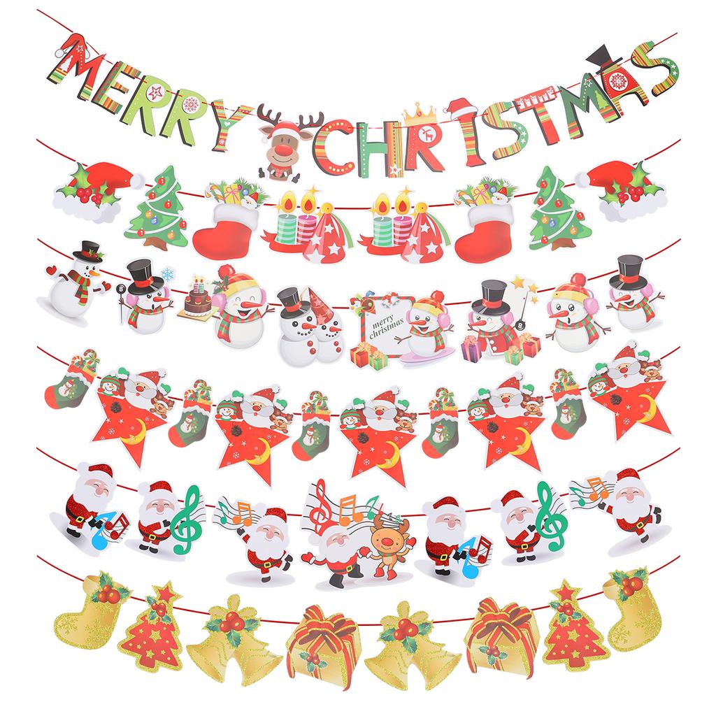 Buy 6pcs Christmas Hanging Flags Deer Hanging Bunting Christmas