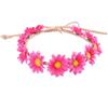Boho Flower Headband Hair Wreath Floral Garland Crown Halo Headpiece with Ribbon
