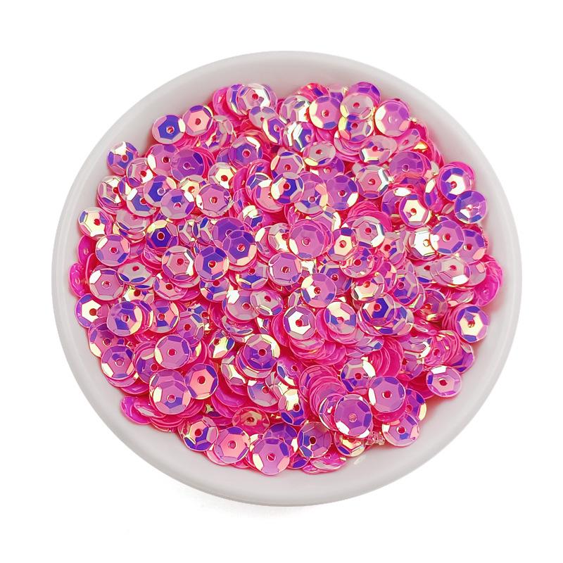 6MM Round Curved PVC Sequins with Middle Hole and Hexagonal Beads for Sewing