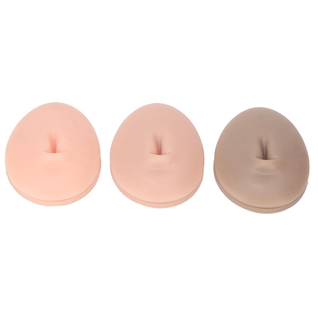 3pcs 3D Silicone Button Belly Model Display Belly Piercing Practice Model for Acupuncture Teaching