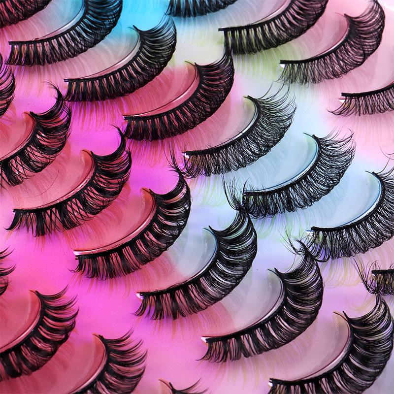 20 Pairs Of Thick Curled False Eyelashes D-Curve Natural Chemical Fiber Curled Long Eyelashes