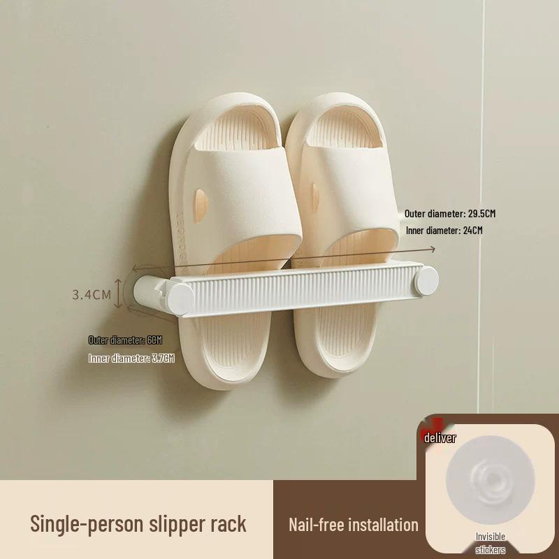 No-Drill Wall-Mounted Bathroom Slipper Storage Rack