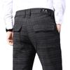 Summer Men's Cotton Linen Brushed Casual Trousers Youth Fashion Korean Version of The Plaid Small Straight Trousers