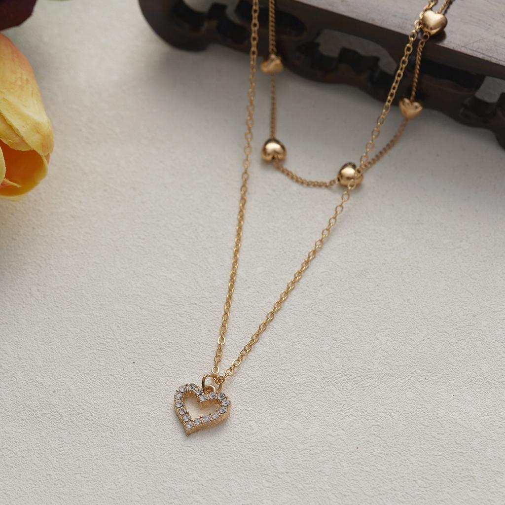 Simple Necklace Fashionable Pendant Necklace Hollow Heart Neck Jewelry Perfect for Youthful Couple or Close Friend