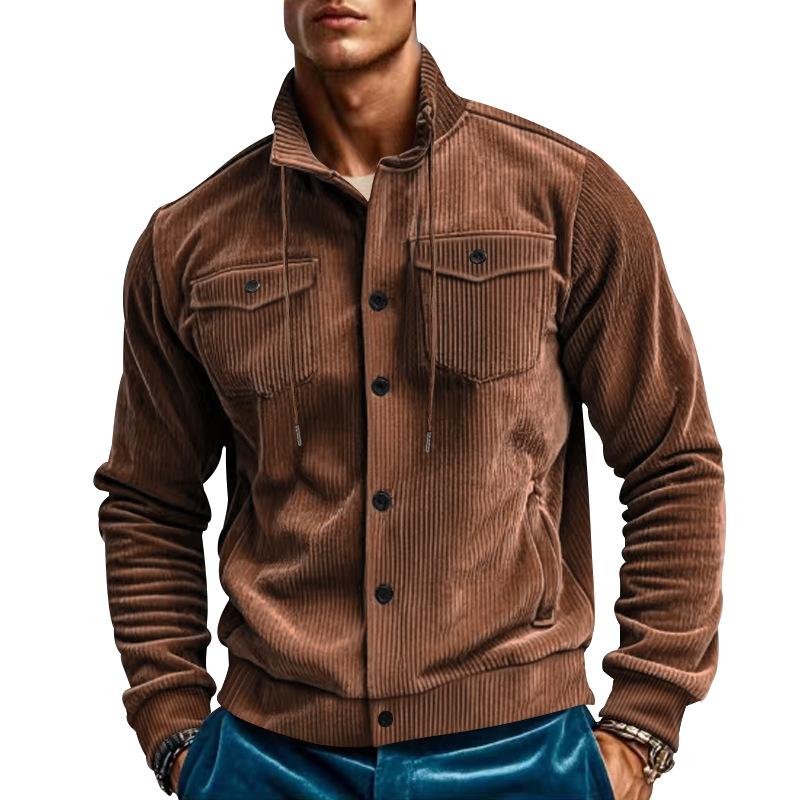 Autumn and Winter Jacket Men's Corduroy Lapel Jacket Men's New American Retro Multi-pocket Tooling Jacket