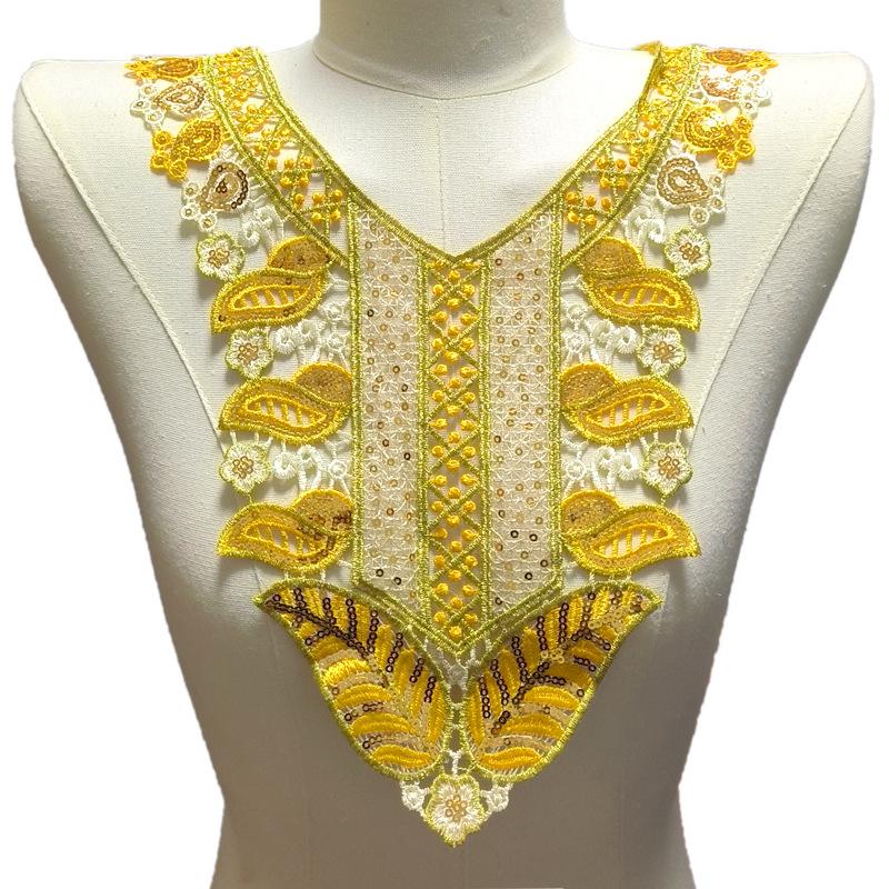 Color embroidered collar, beaded corsage, color embroidered fake collar, hollow collar, water-soluble lace cloth sticker.