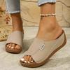 Offene Keilsandalen für Damen zum Hineinschlüpfen Kork-Plateau-Sandalen mit Absatz Komfort Sommer Strand Schuhe Damensandalen mit dicker Sohle Lässige elegante Slides