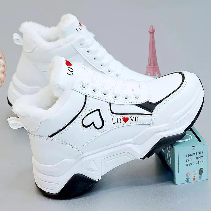 Fashion Comemore Woman Plush Warm Winter Sneakers Women High Top Sneakers Zapatillas Mujer 2025 Casual Lace Up Female Platform Shoes 40
