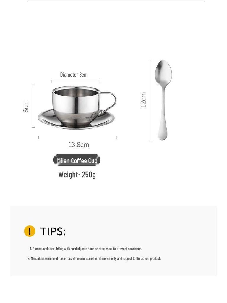 Milan Luxe Stainless Steel Double-Walled Insulated Coffee Mug Set