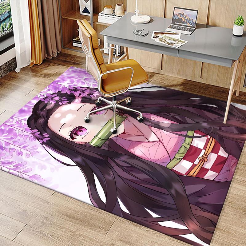 Demon Slayer Nezuko Printed Absorbent Washable Carpet, Non-Slip Bathroom Mats, Kitchen Rugs, Yoga Mat,Living Room Entrance, Camping Picnic Rugs