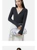 Antibacterial Women's Heated V-Neck Slimming Lace Patchwork Wool Long Sleeve T-Shirt