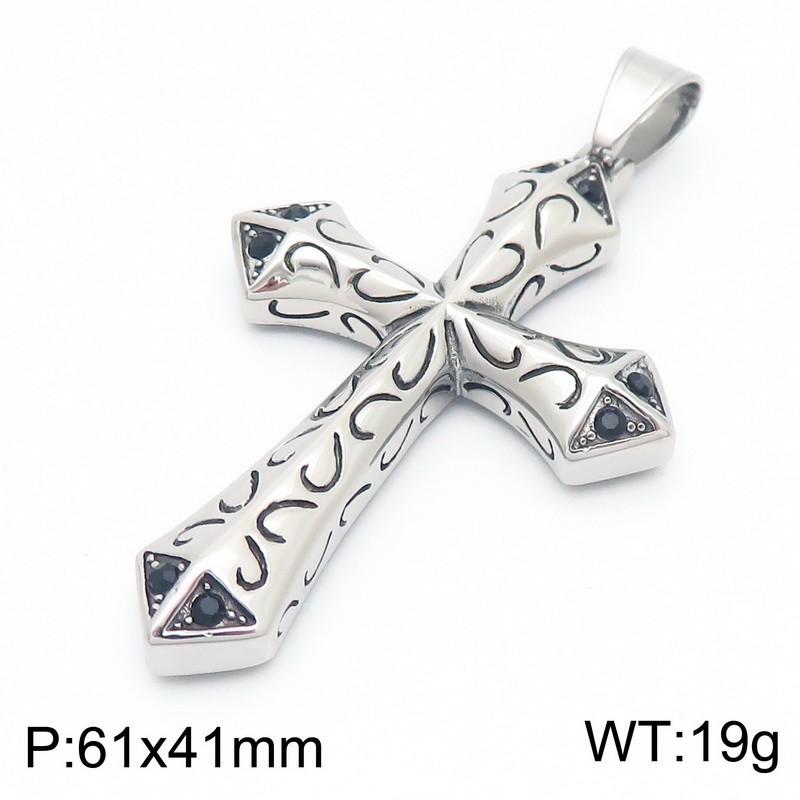 Flying Wings Pendant, Gothic Lion Head Rose Cross Wings Titanium Steel Men'S Pendant