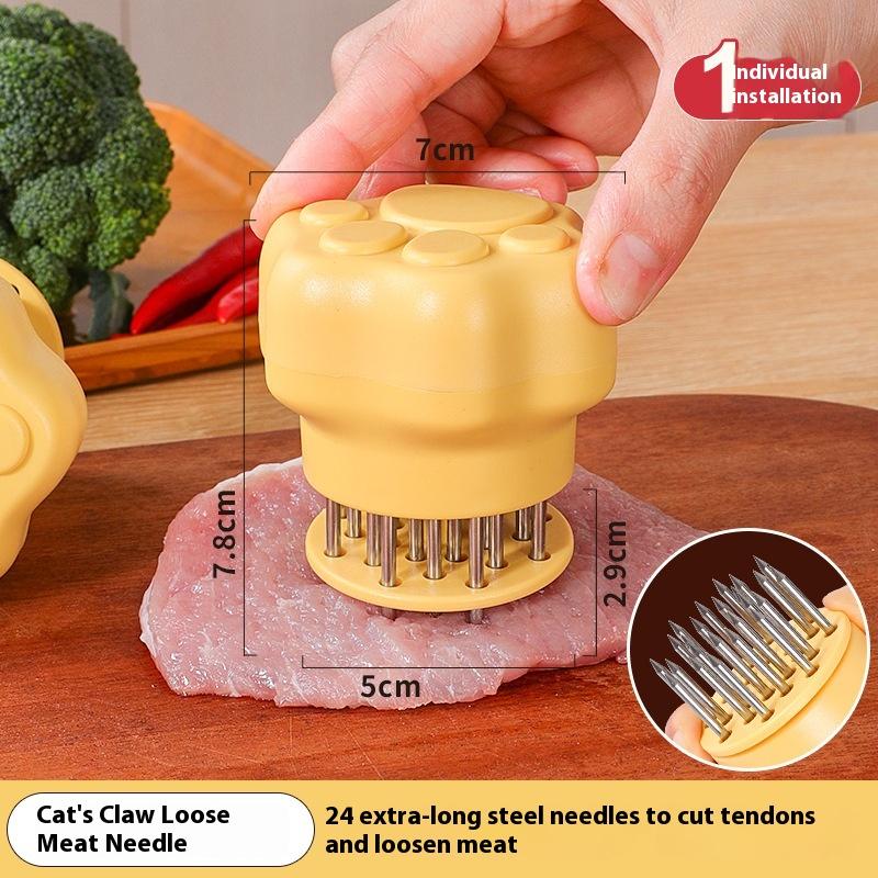 Stainless Steel Cat'S Paw Shape Meat Tenderizer Tender Meat Needle Meat Tenderizer Tool With Needle Meat Hammer Cooking Tool
