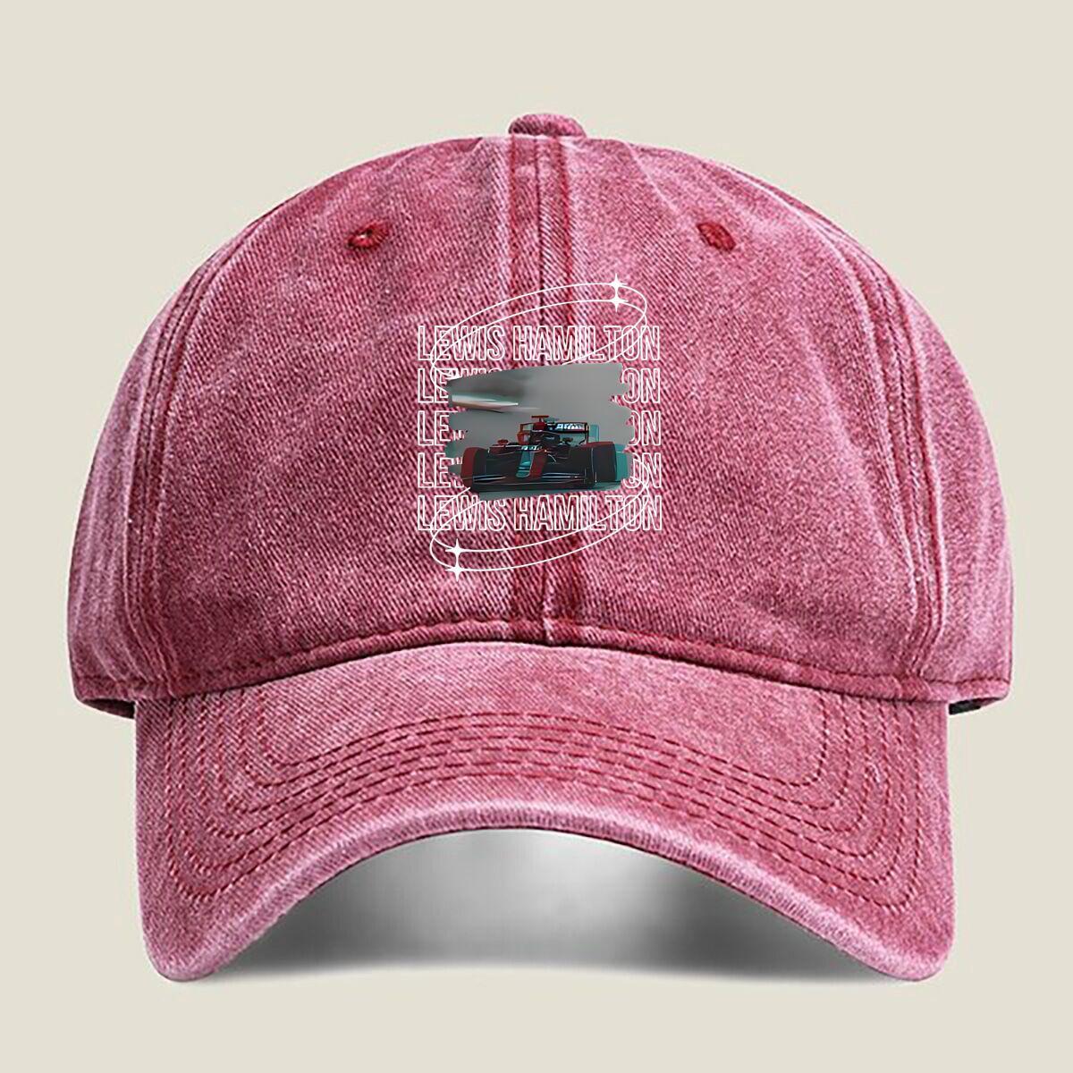 Lewis Hamilton Racing Car Fashion Washed Baseball Cap Hat Outdoor Activities One Size