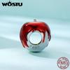 WOSTU Charm-Perlen aus 925er-Sterlingsilber, zarter roter Apfel, passend für Original-Armbänder, Halsketten, Schmuckherstellung, Geschenk