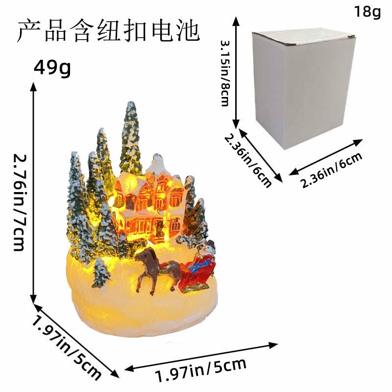 Jingchen new Christmas decorations resin hut colorful luminous house tabletop ornament