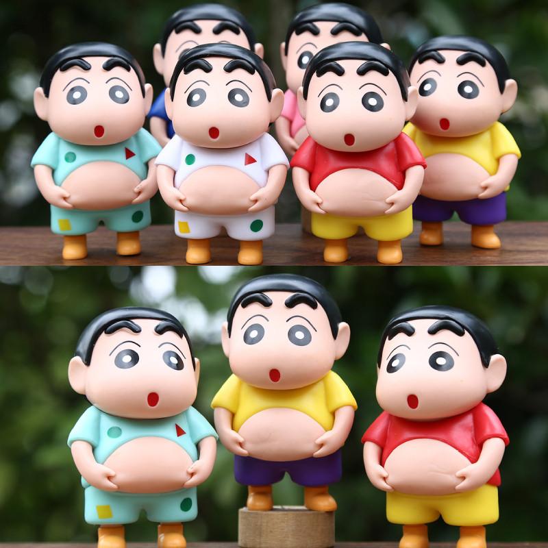 6pcs Creative Crayon Shin Chan Pinch Belly Model Pendant Set For All Ages