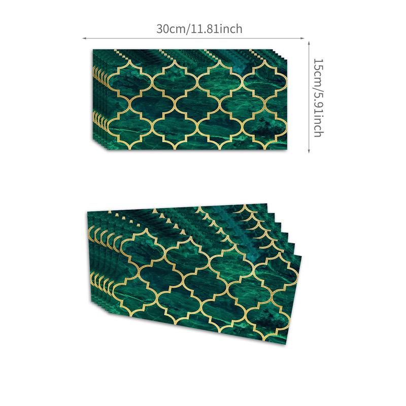 

Наклейка для переноса плитки Peel and Stick, самоклеящаяся наклейка на плитку для кухни с изумрудно-золотым узором фонаря, кирпичная стена, 30x15 см S