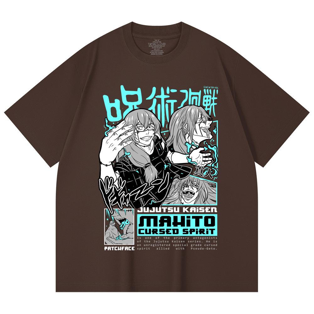 230 g/m² 100 % Baumwolle Jujutsu Kaisen V63 Mahito Print Unisex Schweres Baumwoll-T-Shirt
