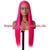 Women's Rose Pink Long Lace Front Wig - Natural Fluffy Matte Silk