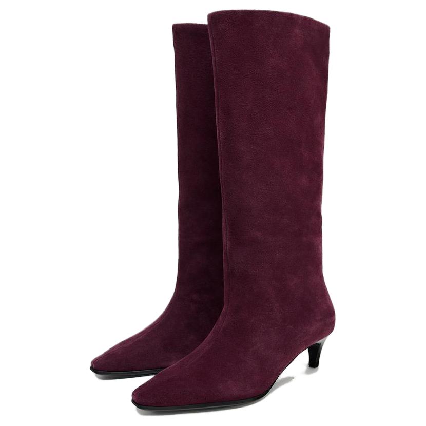 Zara Fashionable Comfortable High Boots Women Boots Burgundy 11007510022