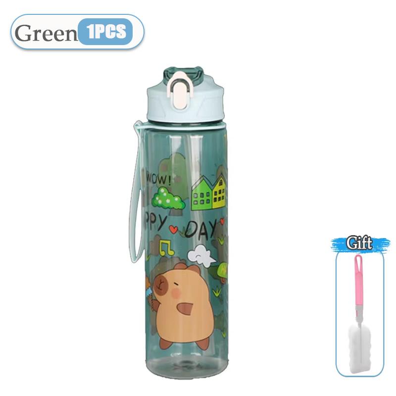 Cute Cartoon Capybara Water Bottle Leakproof Plastic Straw Cup Portable Outdoor Travel Large Capacity Sports Water Bottle