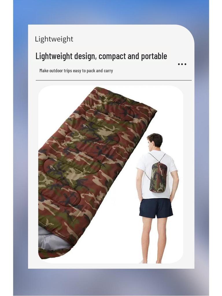 Thickened Outdoor Camping Hooded Sleeping Bag for Winter & Autumn