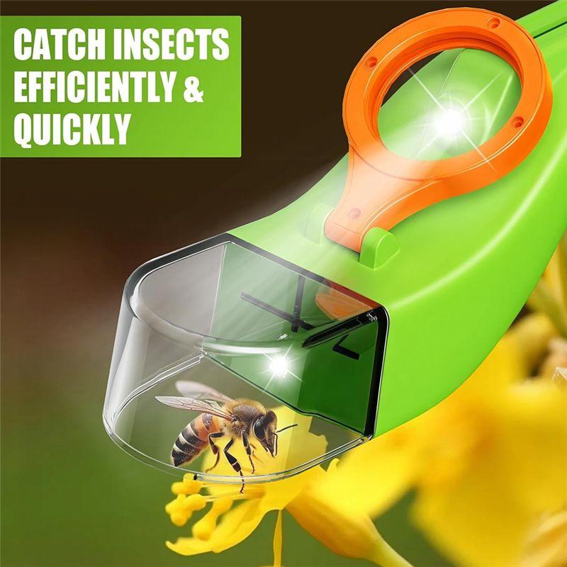 ABIY Insect Catcher Magnifying Glass Viewer With LED Light,No-Touch Insect Trap For Kids Indoors And Outdoors A