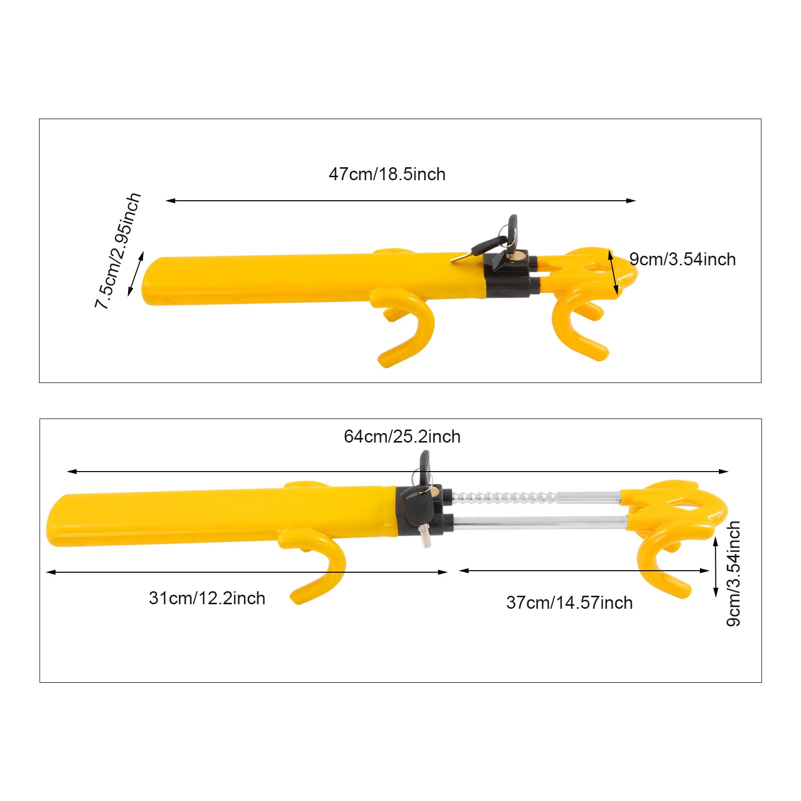 

Universal Car Steering Wheel Lock Retractable T-Locks 47-64cm Heavy Duty Anti-Theft Car Protection Device Security Tool жёлтый