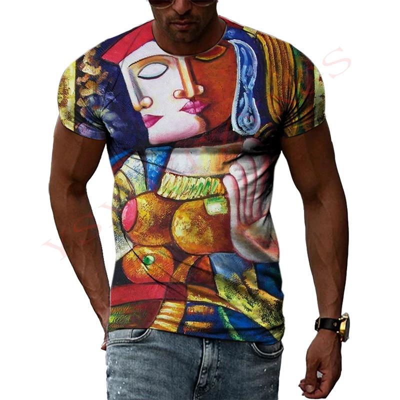Impressionist Master Picasso Classic Oil Painting 3D HD Print Men And Women Art Taste Charm Short Sleeve Round Neck T-shirt Top