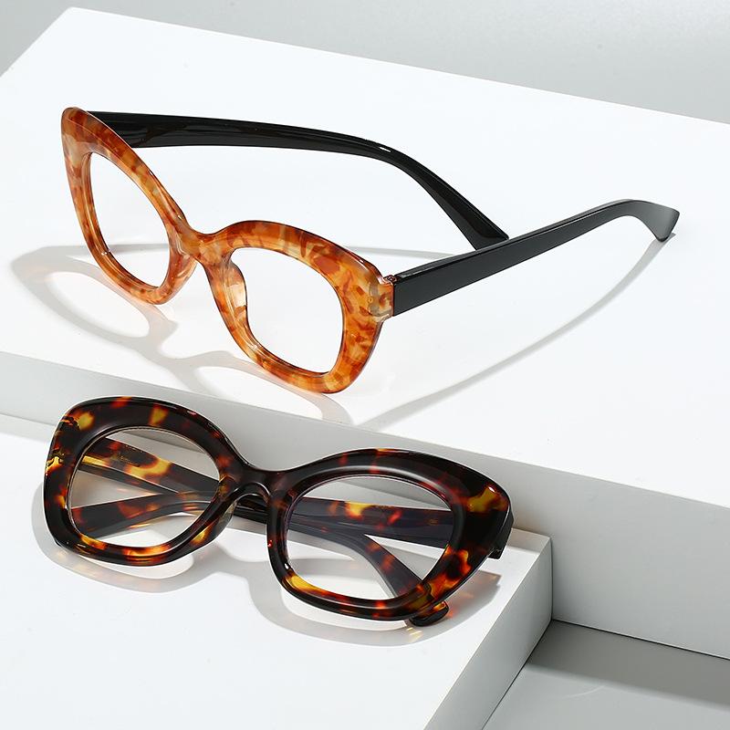 Retro Cat Eye Photochromic Reading Glasses Women's High-end Fashion Large Frame Anti Blue Light Glasses Diopter To +4.0