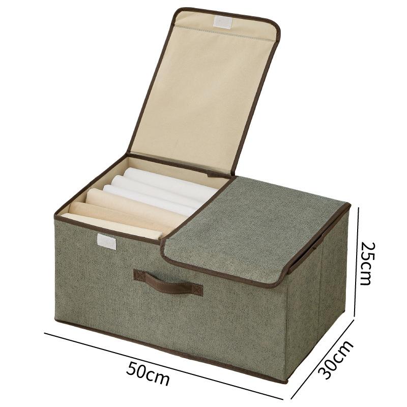 M-1Pc Fabric Storage Box With Lid Foldable Dustproof Clothing Organizer Multifunctional Container For Wardrobe Pants