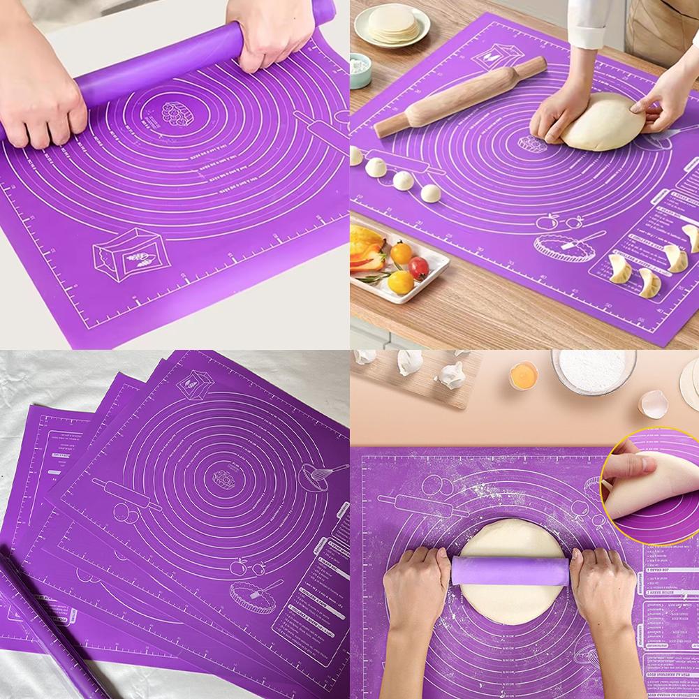Silicone Baking Mat with Measuring Scale 40X60 CM Non-stick Kneading Mat Reusable Rolling Mat Kitchen Baking Table Cutting Board