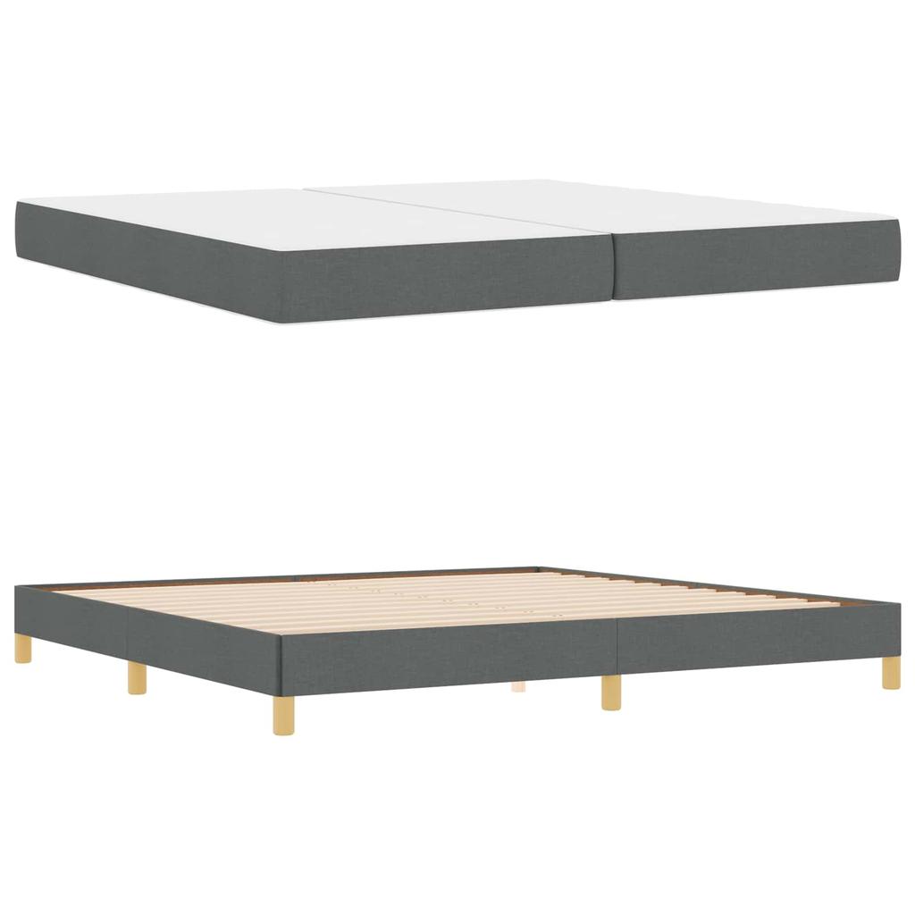 Box Spring Bed with Mattress Dark Gray 200 x 200 cm Fabric